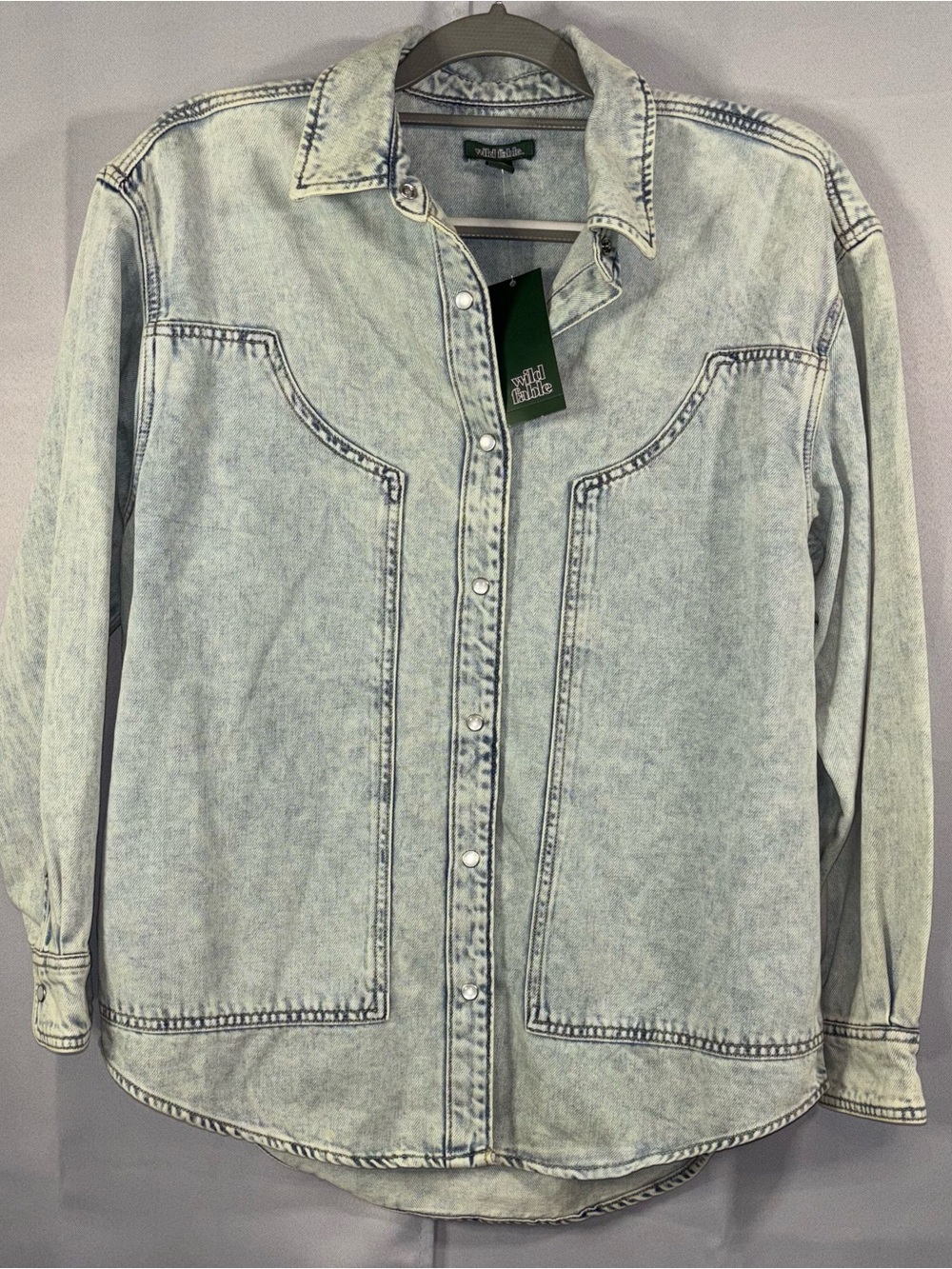 NWT Wild Fable Oversized Denim Western Shacket S